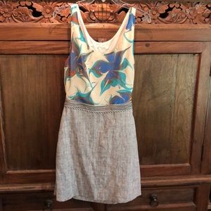 Rachel Roy linen/silk cut out dress, pockets